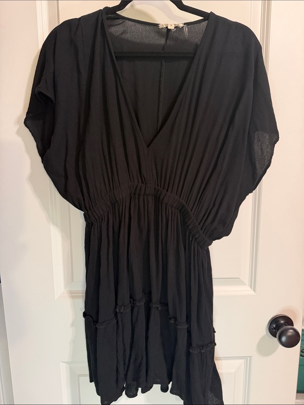 Elan Black Mini Dress with V-Neckline